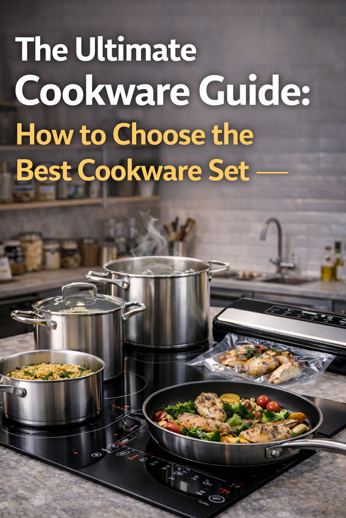 best cookware set with stainless steel pots and pans in modern kitchen