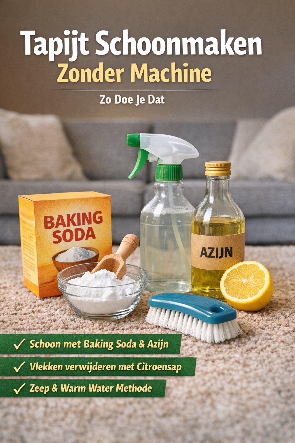 schoonmaakspullen zonder machines voor tapijtreinigen