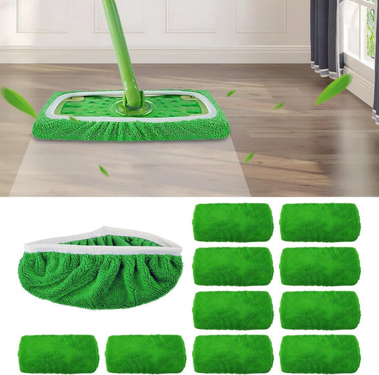 Glissimo herbruikbare katoenen dweilpads – geschikt voor Swiffer Sweeper – 10-pack – wasbaar, milieuvriendelijk, dik en absorberend – nat en droog te gebruiken