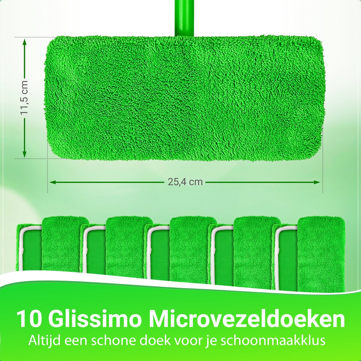 Glissimo Reusable Cotton Mop Pads – Fits Swiffer Sweeper – 10-Pack – Washable, Eco-Friendly, Thick & Absorbent – Wet & Dry Use