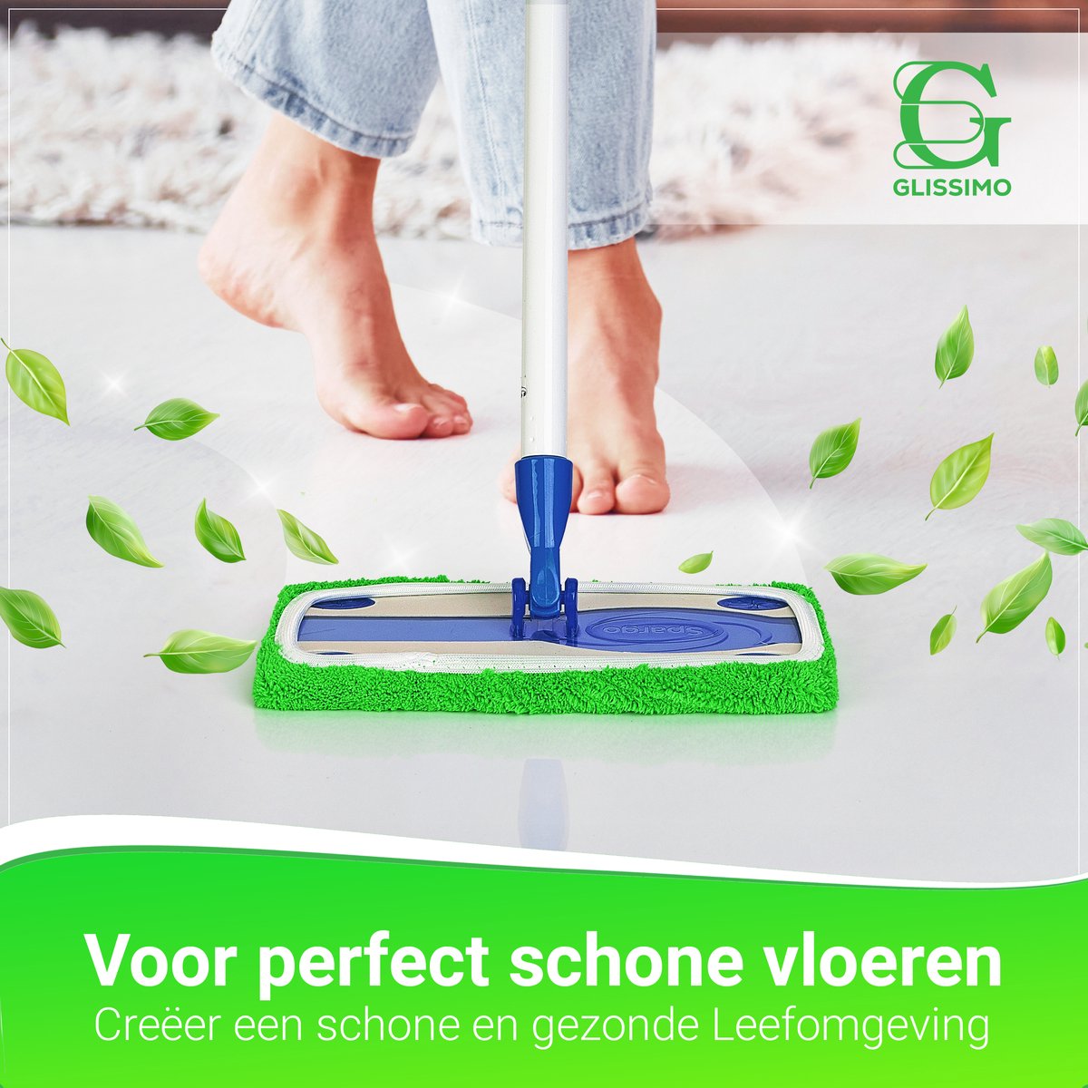 Glissimo Reusable Cotton Mop Pads – Fits Swiffer Sweeper – 10-Pack – Washable, Eco-Friendly, Thick & Absorbent – Wet & Dry Use