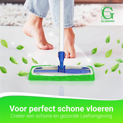 Glissimo Reusable Cotton Mop Pads – Fits Swiffer Sweeper – 10-Pack – Washable, Eco-Friendly, Thick & Absorbent – Wet & Dry Use