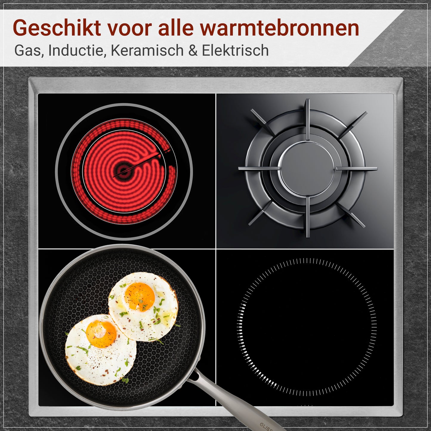 RVS pannenset op alle warmtebronnen