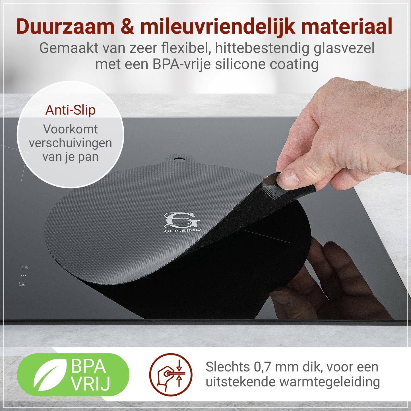 Glissimo - Inductie beschermers – 5 delig – Hittebestendige Inductie Matten