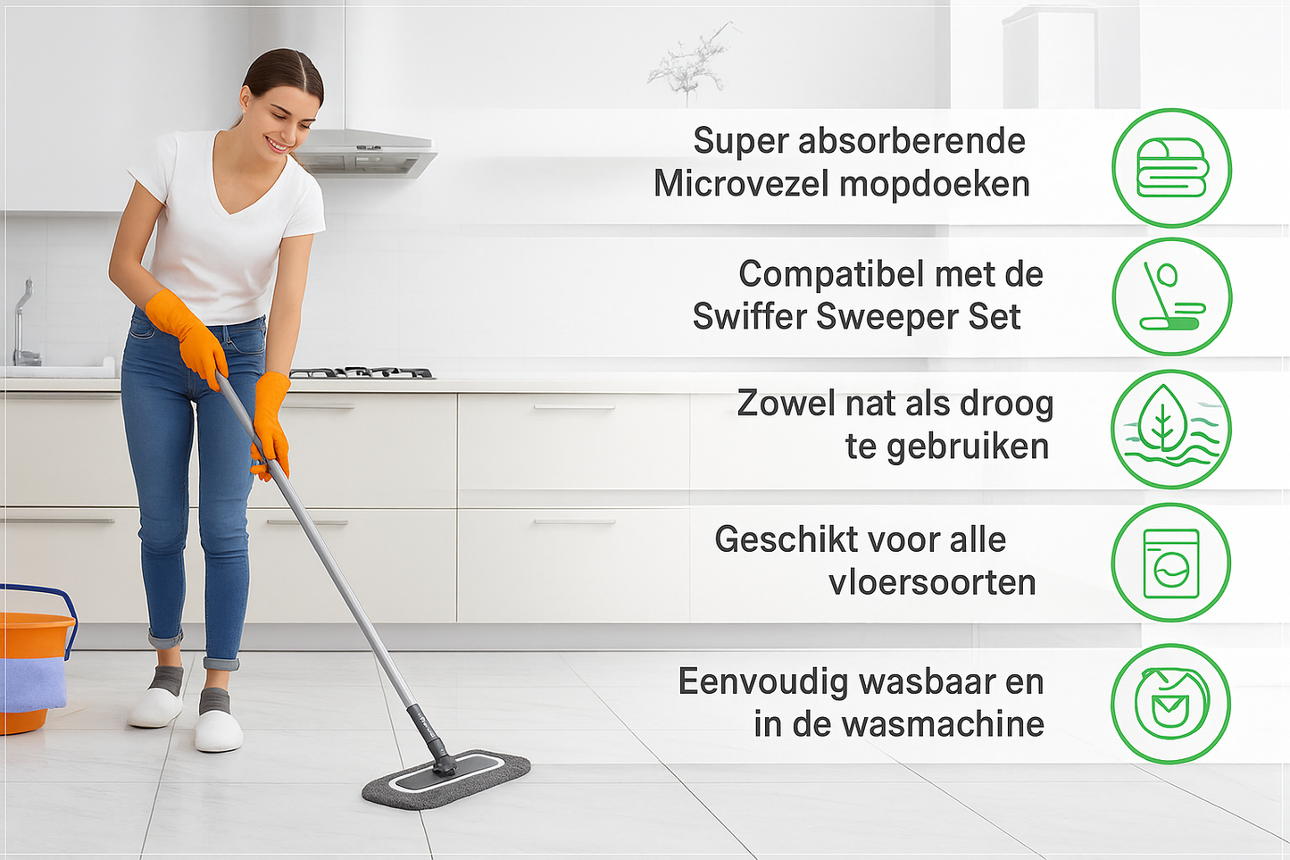 Herbruikbare microvezel mop pads 10 stuks
