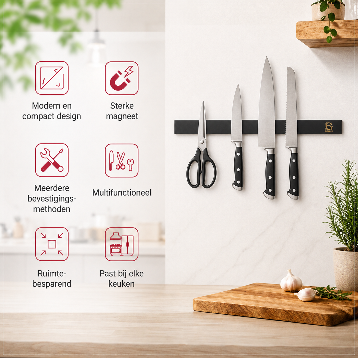 Glissimo Cookware - Magnetische Messenhouder (40 cm)