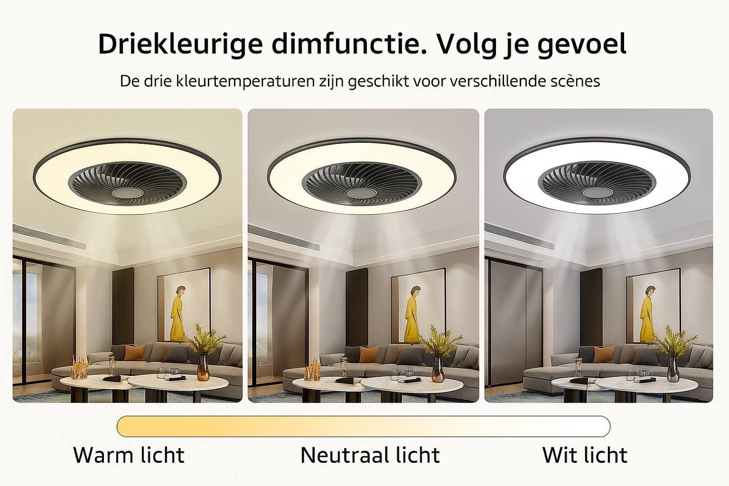 Glissimo 3 in 1 Slimme Plafondventilator met Lamp en Bluetooth Speaker – Fluisterstil – Dimbare LED – Afstandsbediening – 3 Snelheden – Zomerstand - Winterstand - Zwart