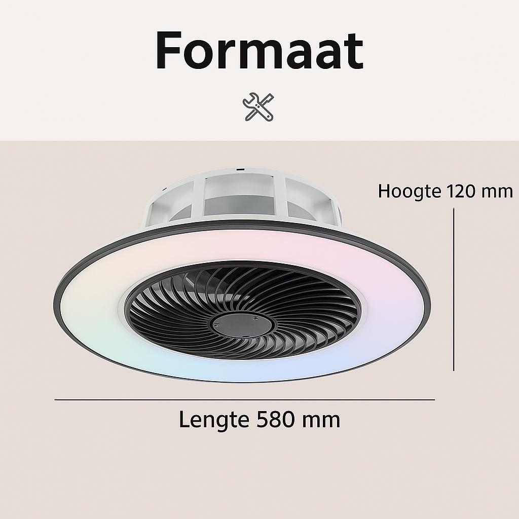 Glissimo 3 in 1 Slimme Plafondventilator met Lamp en Bluetooth Speaker – Fluisterstil – Dimbare LED – Afstandsbediening – 3 Snelheden – Zomerstand - Winterstand - Zwart