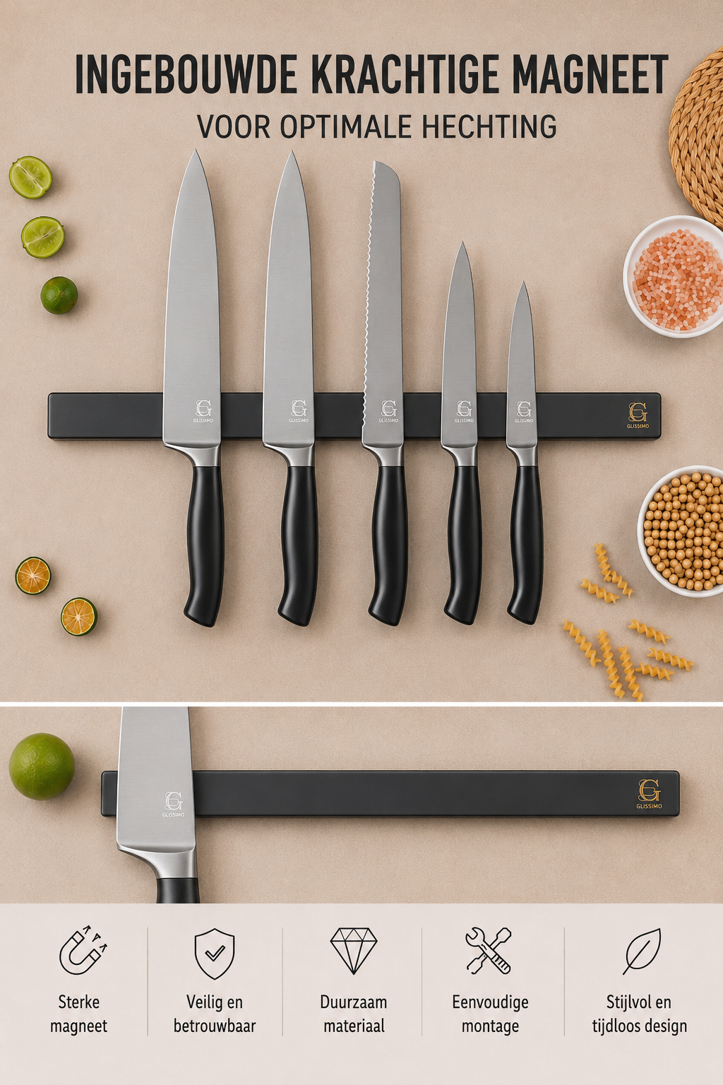 Glissimo Cookware - Magnetische Messenhouder (40 cm)