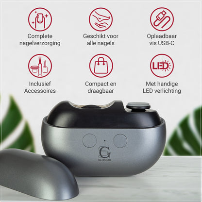 Glissimo - 3 in 1 - Professionele Elektrische Nagelknipper – Nagelfrees – Vinger en Teen Schaar - Met Opzetstukken voor polijsten & Nagelriemverzorging – Manicure & Pedicure - Baby Nagels - Nagelvijl - Veilig voor Baby's, Kinderen & Volwassenen