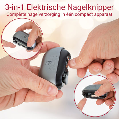Glissimo - 3 in 1 - Professionele Elektrische Nagelknipper – Nagelfrees – Vinger en Teen Schaar - Met Opzetstukken voor polijsten & Nagelriemverzorging – Manicure & Pedicure - Baby Nagels - Nagelvijl - Veilig voor Baby's, Kinderen & Volwassenen
