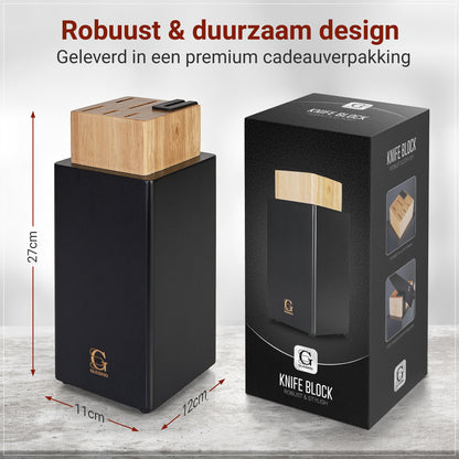 3-in-1 Messenblok Set met Messenslijper & Magnetische Houder – 5-delige Messenset