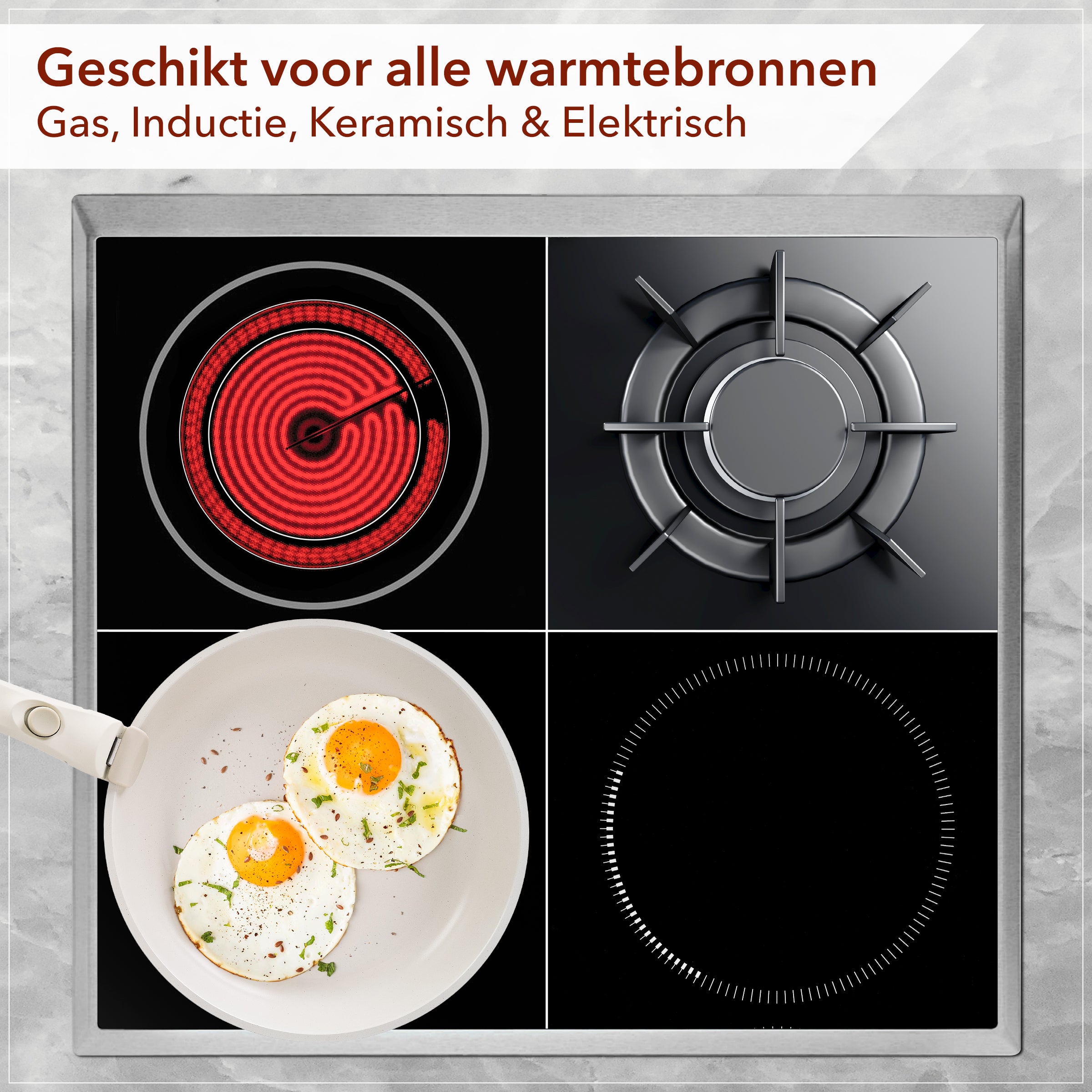 ovenbestendige pannenset zonder handgreep
