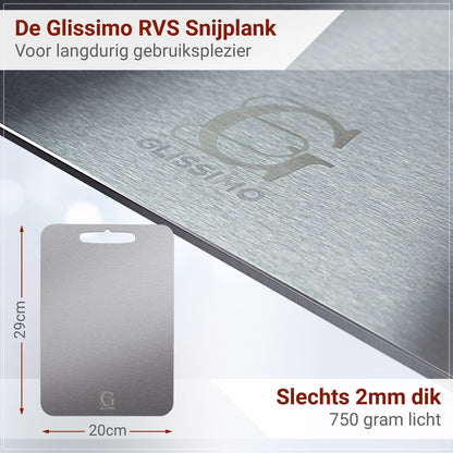 Glissimo Stainless Steel Cutting Board – Durable, Hygienic & Dishwasher Safe – Scratch Resistant & Antibacterial