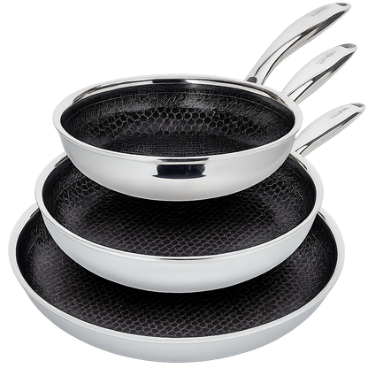 3-delige keramische koekenpannenset – antiaanbaklaag – roestvrij staal – 20/26/30 cm