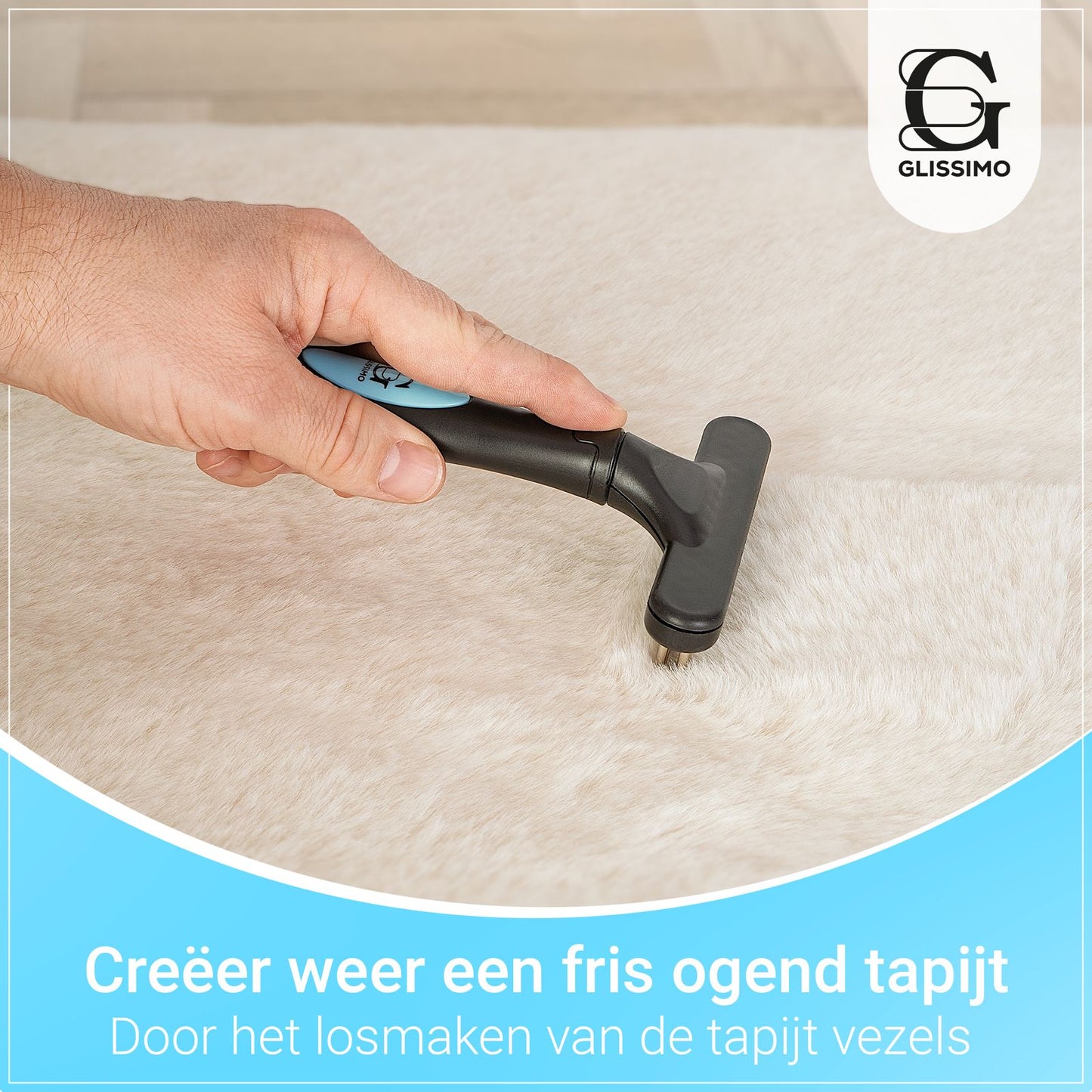 Glissimo - Tapijt Borstel - Vezels losmaken - Ook geschikt voor huisdieren - tapijt herstellen - Geplet tapijt herstellen - Ergonomic